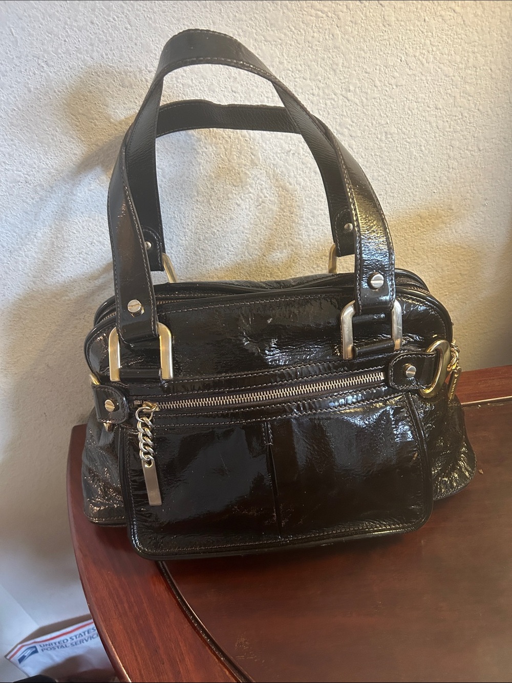 Michael Kors Black Patent Shoulder Bag -
